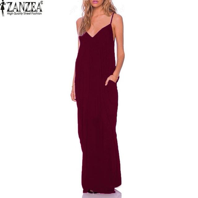 3 Colors Sundress Beach Vestidos 2017 Summer Women Dress Boho Strapless Sexy V-neck Sleeveless Baggy Long Maxi Dresses Plus Size - Lolieshop