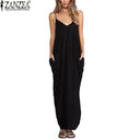 3 Colors Sundress Beach Vestidos 2017 Summer Women Dress Boho Strapless Sexy V-neck Sleeveless Baggy Long Maxi Dresses Plus Size - Lolieshop