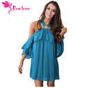 Dear-Lover Elegant Dresses 2017 Off Shoulder Summer Vestidos Burgundy Adorable Sexy O Ring Detail Boho Ruffle A-line Dress 22967 - Lolieshop