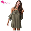 Dear-Lover Elegant Dresses 2017 Off Shoulder Summer Vestidos Burgundy Adorable Sexy O Ring Detail Boho Ruffle A-line Dress 22967 - Lolieshop