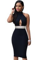 Dear-Lover New Year Clubwear 2016 Sexy Summer Red Jeweled Waist Halter Summer Bodycon Midi Party Dress Vestido de festa LC60794 - Lolieshop