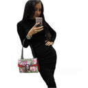 2017 Women's Autumn Spring Dresses Robe Sexy Black Midi Sheath Slim Bodycon Dress Long Sleeve Elegant Package Hip Vestidos GV424 - Lolieshop