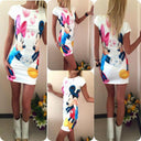 Robe blanche moulante imprimée cartoon - Lolieshop
