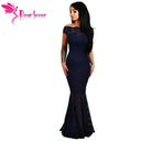 Dear-Lover Lace Dresses Party Gowns Off Shoulder Ladies Robe de Soiree Navy Fishtail Maxi Dress Vestidos longo de festa LC61481 - Lolieshop