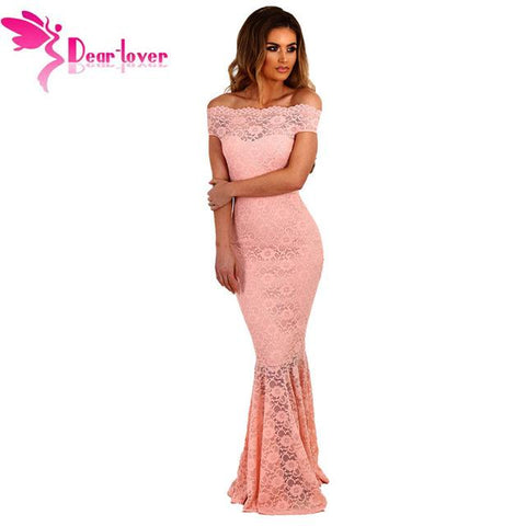 Dear-Lover Lace Dresses Party Gowns Off Shoulder Ladies Robe de Soiree Navy Fishtail Maxi Dress Vestidos longo de festa LC61481