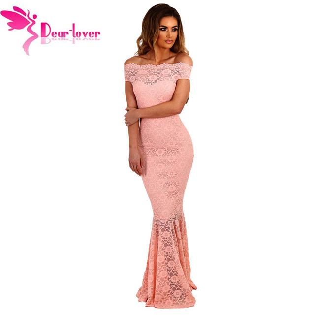 Dear-Lover Lace Dresses Party Gowns Off Shoulder Ladies Robe de Soiree Navy Fishtail Maxi Dress Vestidos longo de festa LC61481 - Lolieshop