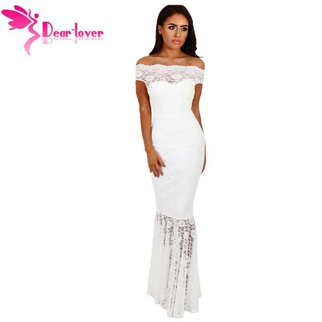 Dear-Lover Lace Dresses Party Gowns Off Shoulder Ladies Robe de Soiree Navy Fishtail Maxi Dress Vestidos longo de festa LC61481 - Lolieshop