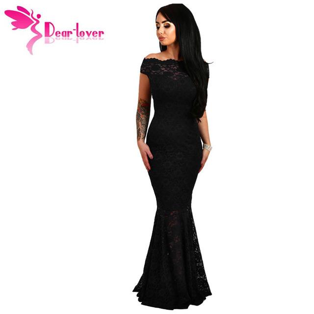 Dear-Lover Lace Dresses Party Gowns Off Shoulder Ladies Robe de Soiree Navy Fishtail Maxi Dress Vestidos longo de festa LC61481 - Lolieshop