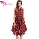 Dear-Lover plaid dresses Fashion Casual Summer Office Ladies Blue/Black White Gray Checks Flared Shirt Dress Robes Femme LC61513 - Lolieshop