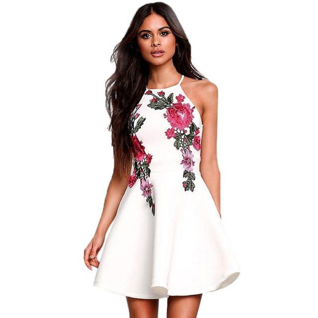 Sexy backless padded print summer dress women Floral Printied Casual Sleeveless Party Evening vestidos Short Dress - Lolieshop