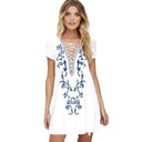 2017 Summer Dress Fashion Women Bandage Embroidered Hippie Loose Casual Mini Dress Vintage Ethnic Bodycon Wholesale Vestido - Lolieshop