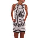 Hot Sale Women Dress 2017 Spring Summer Printed O-Collar geometric studded Beach Sleeveless Evening Party Mini Dress - Lolieshop