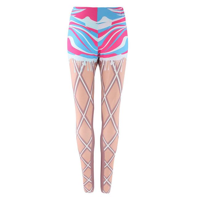 High Waist Sexy Women Sporting Leggings Print Smooth Stretchy Fitness Workout Legins Skinny Bodycon Pants Trousers Grey Jeggings - Lolieshop