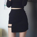 Sexy Spy Women's Skirts Mini Asymmetrical Saias Black High waist Female Jupe 2017 Design Faldas Female Personality Party Skirt - Lolieshop
