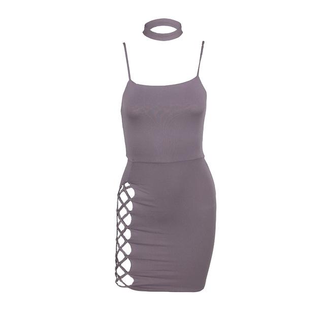 Yissang Women Sexy bodycon dress Spaghetti Strap Elastic Bandage Dress Solid Color Sleeveless Club Party Dresses Clearance - Lolieshop
