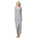 Woweile#3001 2017 summer Women Casual Sundress Sleeveless Stripes Loose Long Beach Dress Vestidos - Lolieshop