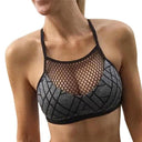 Hollow Out Shirt New Women Print Athleisure Bra Camisole Hot Exercise Mesh Vest Short Blouses  Fitness Top - Lolieshop
